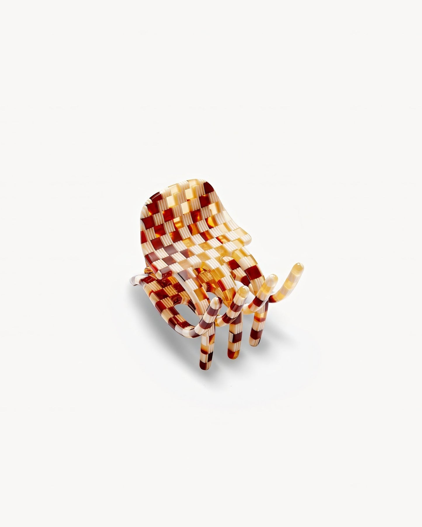 Mini Claw Clip in Tortoise Checker