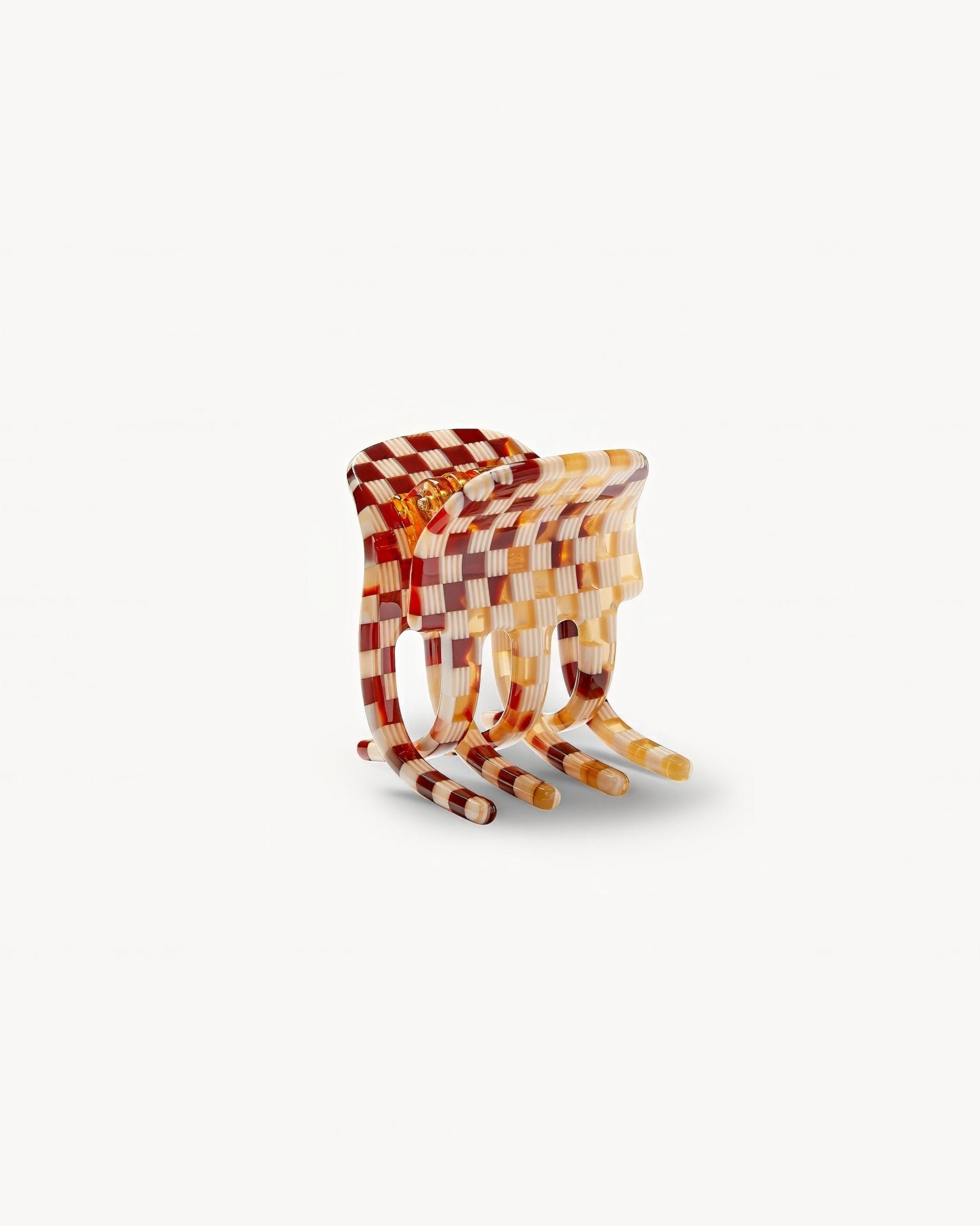 Mini Claw Clip in Tortoise Checker