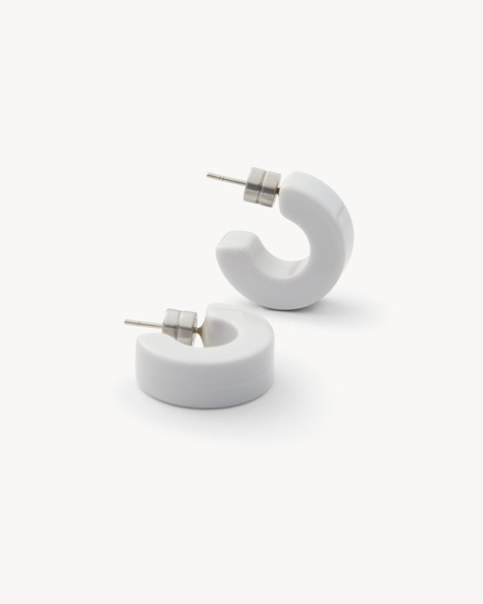 Muse Hoop Earrings in Light Grey