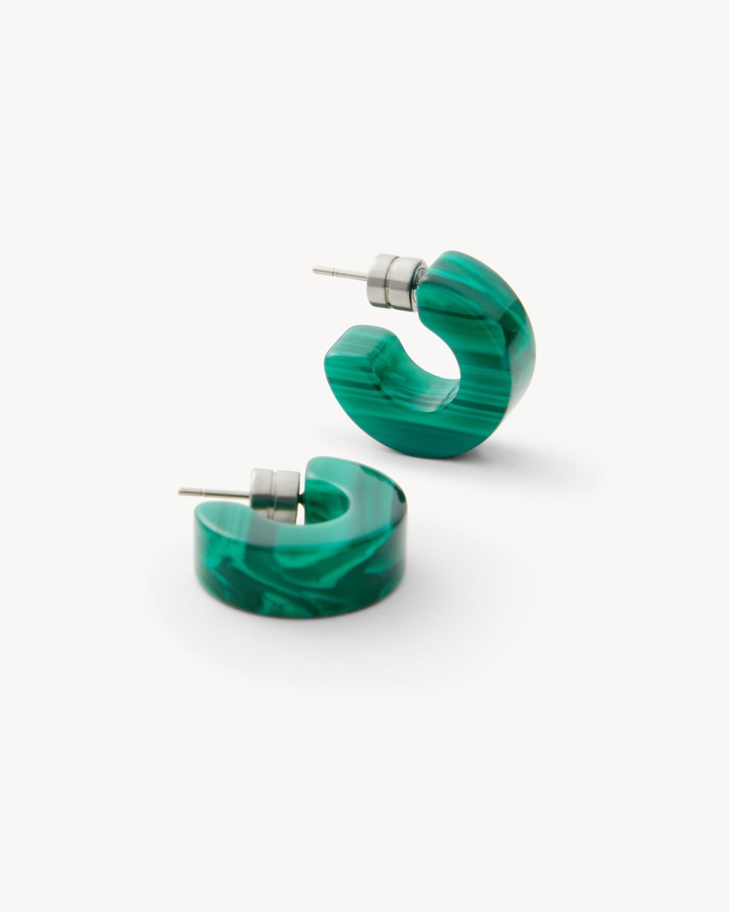 Muse Hoop Earrings in Malachite