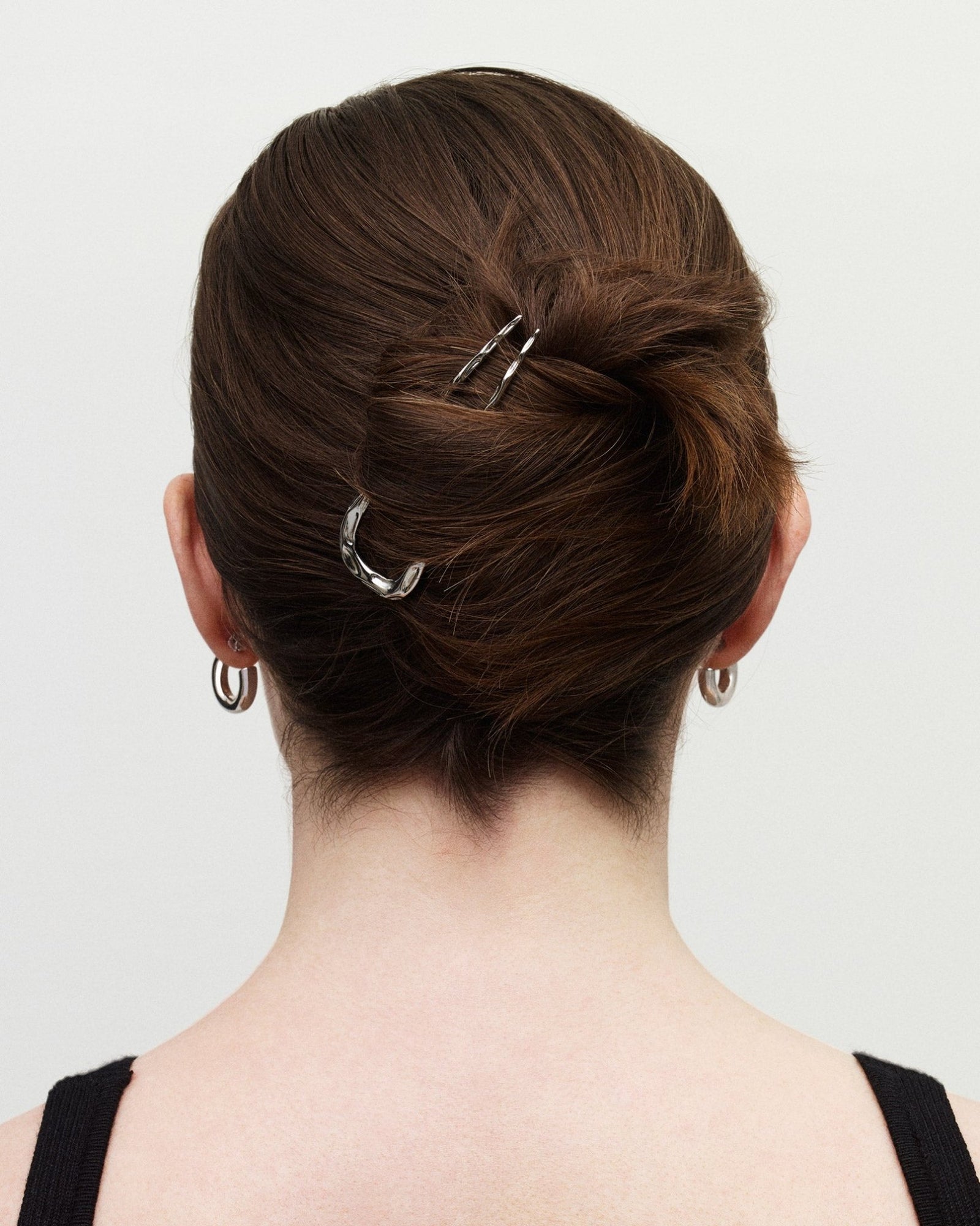 Petite Wavy French Hair Pin in Silver