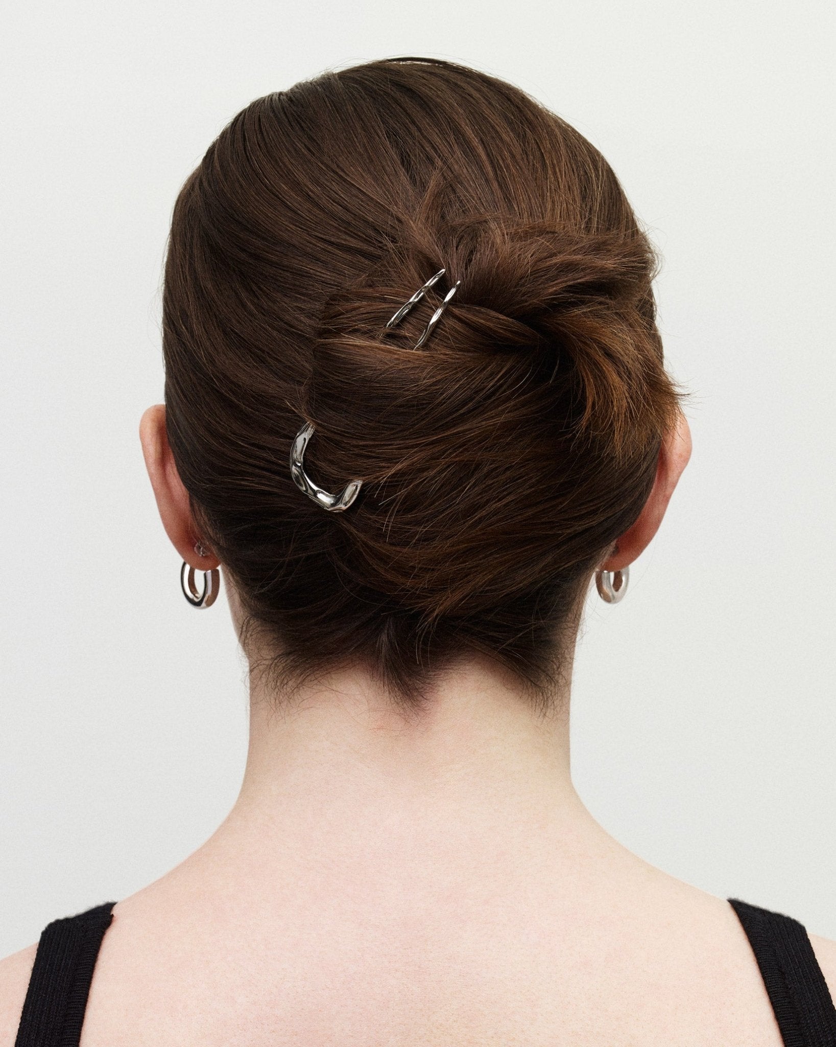 Petite Wavy French Hair Pin in Silver