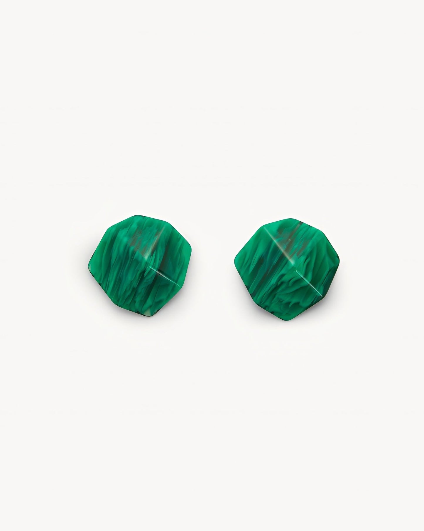 Sculpture Stud Earrings in Malachite