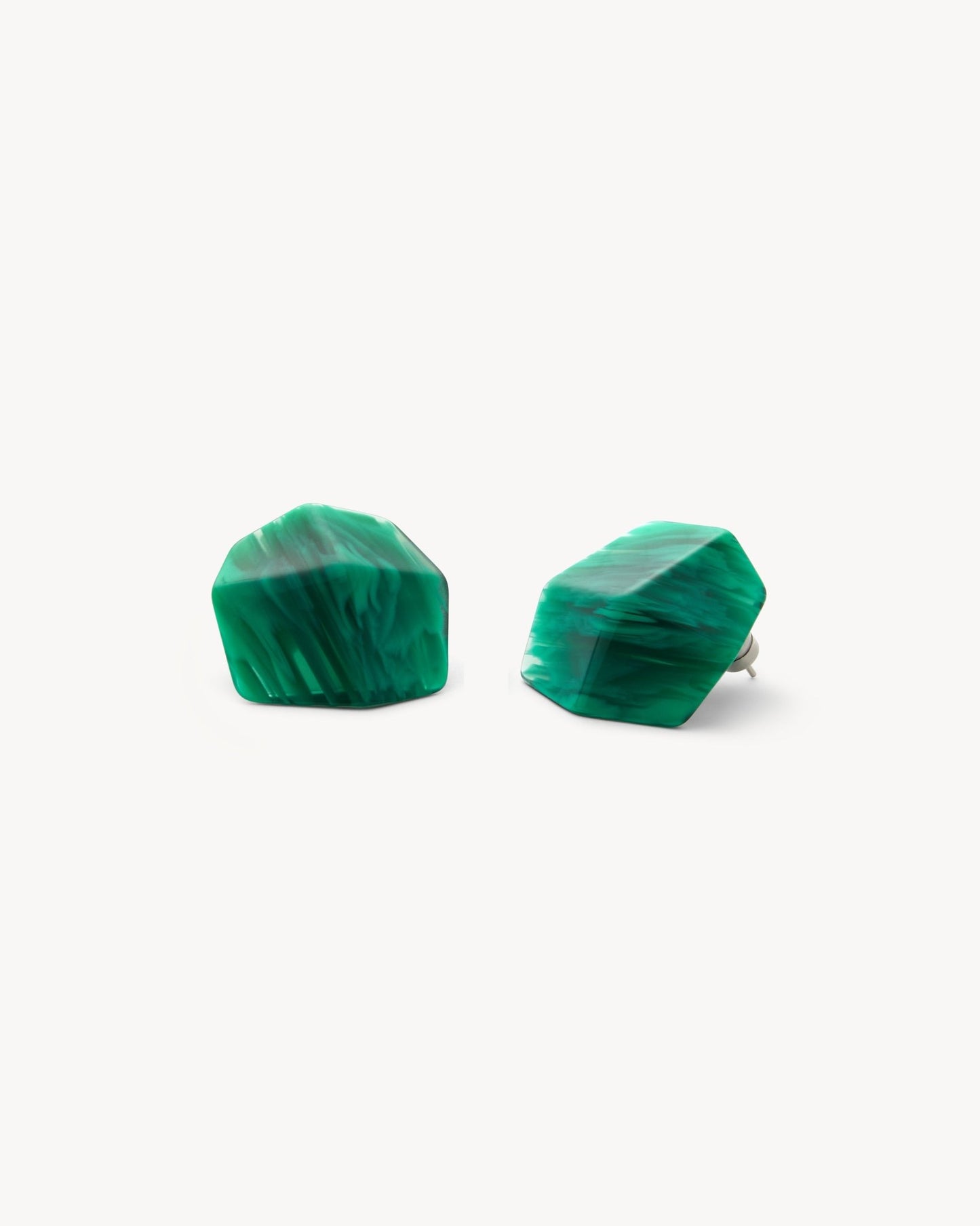 Sculpture Stud Earrings in Malachite